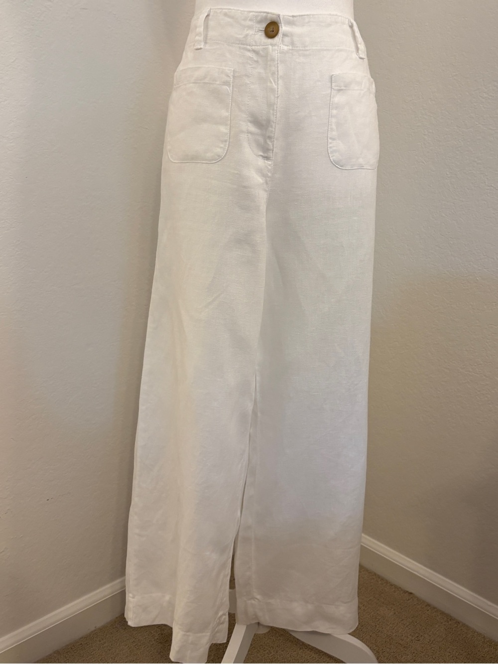 Talbots White Linen Crop Pants